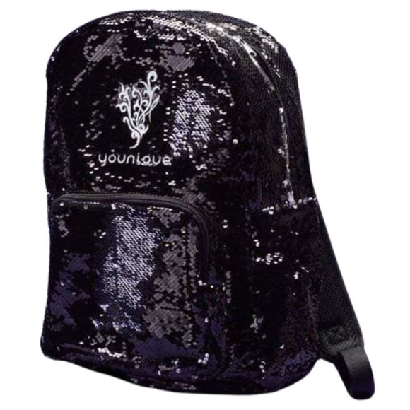 Younique Exclusive Black Sequin Backpack With Adjustable Straps & Front Pocket - Picture 1 of 9